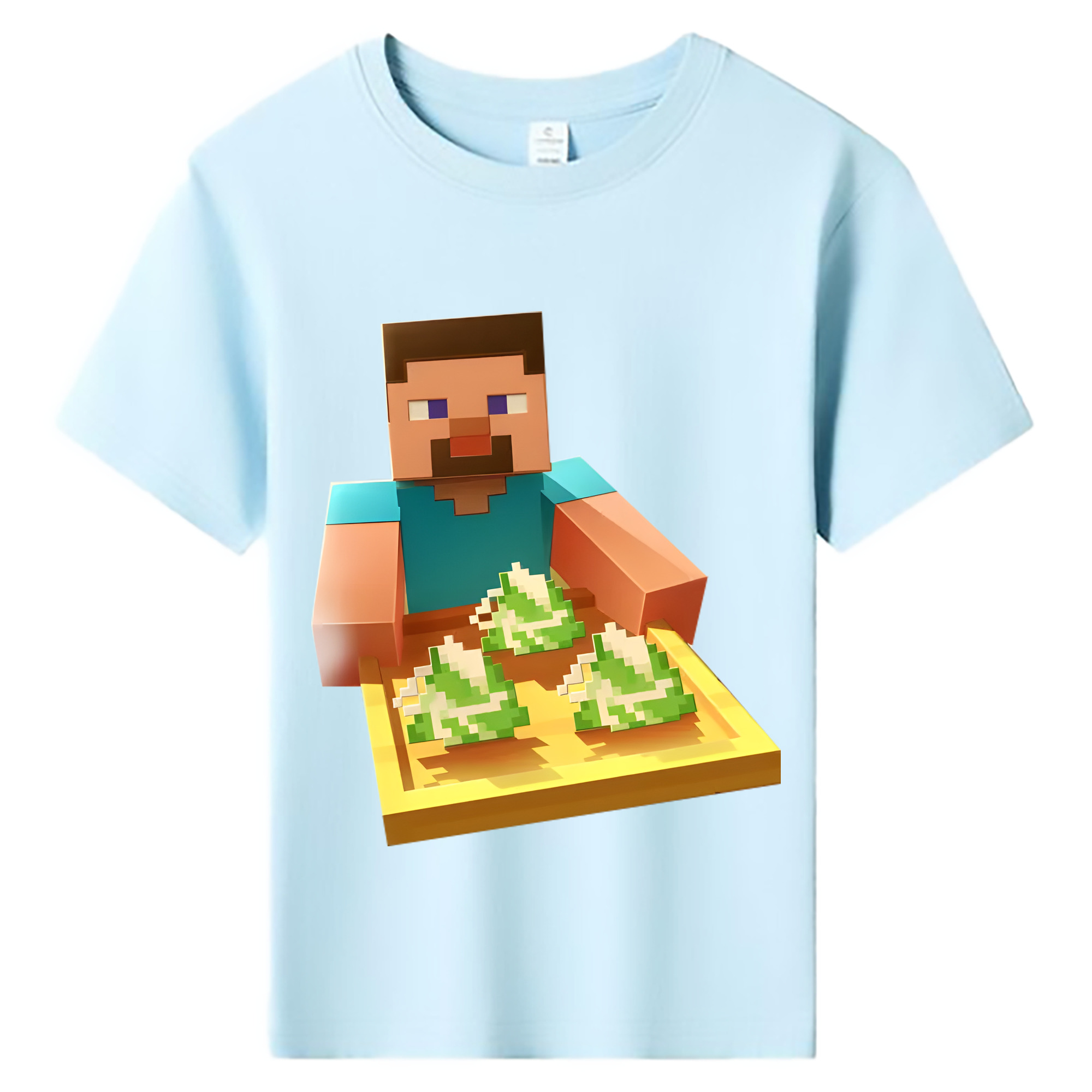 （画像用） マインクラフト ブロックの世界 Minecraft MC Block world 綿100％キッズTシャツ（フロントプリント）